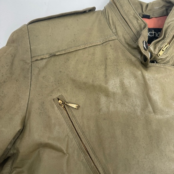 VTG MARC BUCHANAN PELLE PELLE LEATHER Jacket Women’s 9/10 Distressed Green - Picture 11 of 16